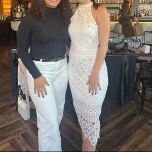 White Lace Halter Dress